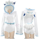 Adorable Alolan Vulpix White Plush Pokémon Cosplay Jumpsuit for Women - Halloweez